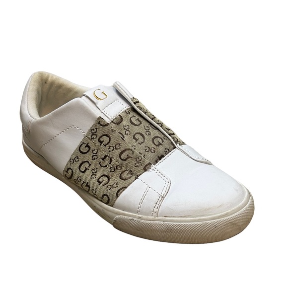 GUESS Women's White & Gold Faux Leather LOGO Comfortable Slip On Shoe-Size 8.5 - Picture 14 of 14